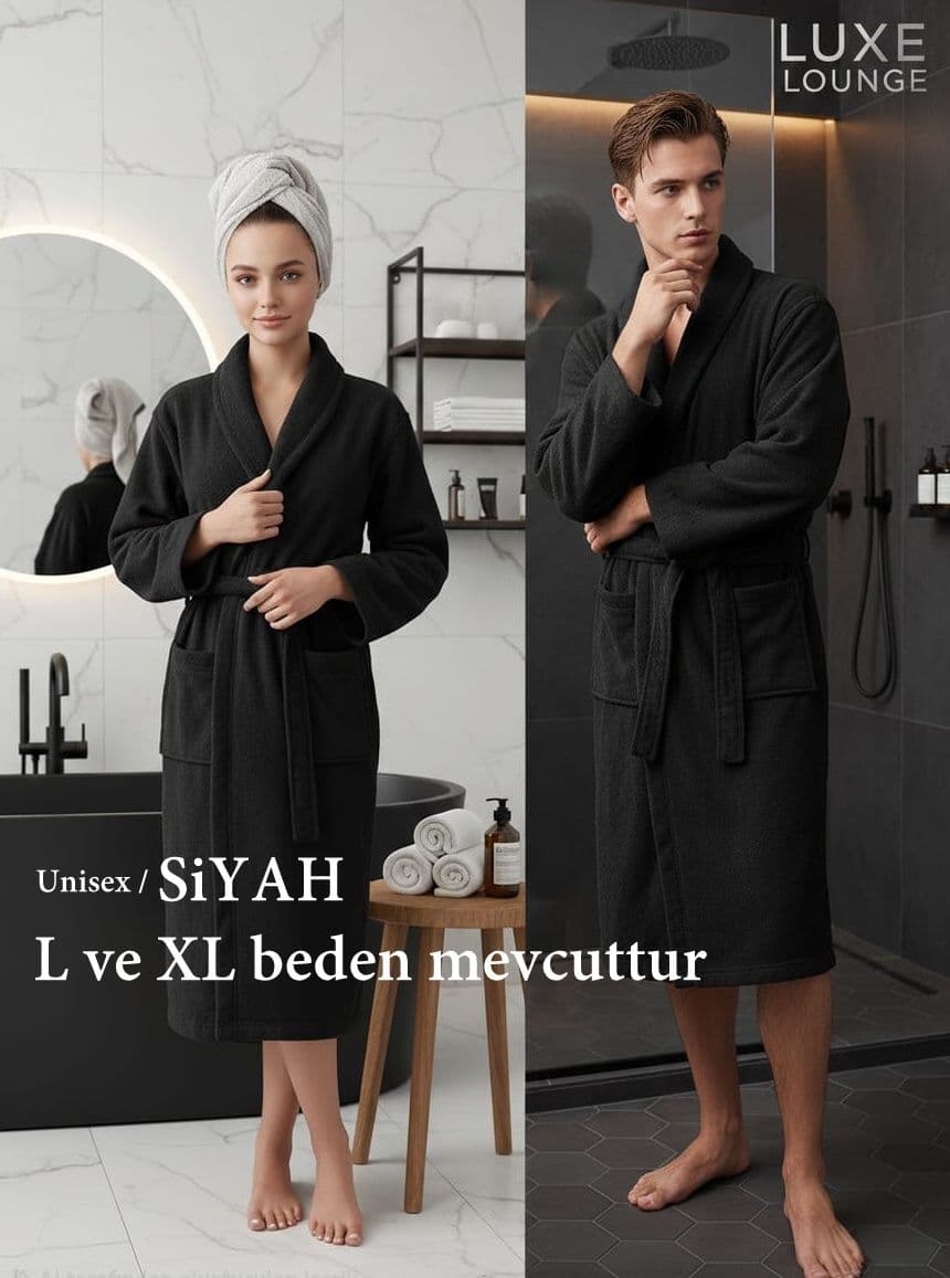 Microcotton Ultra Soft Bornoz Siyah L Beden
