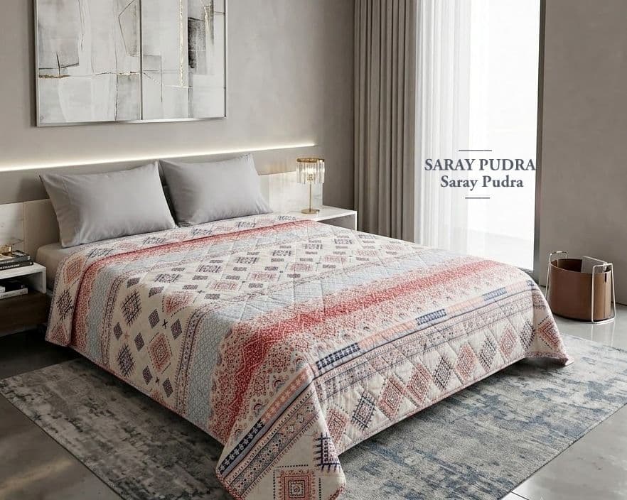Saray Çok Amaçlı Çift Kişilik Kapitoneli Pike/Yatak Örtüsü Takımı