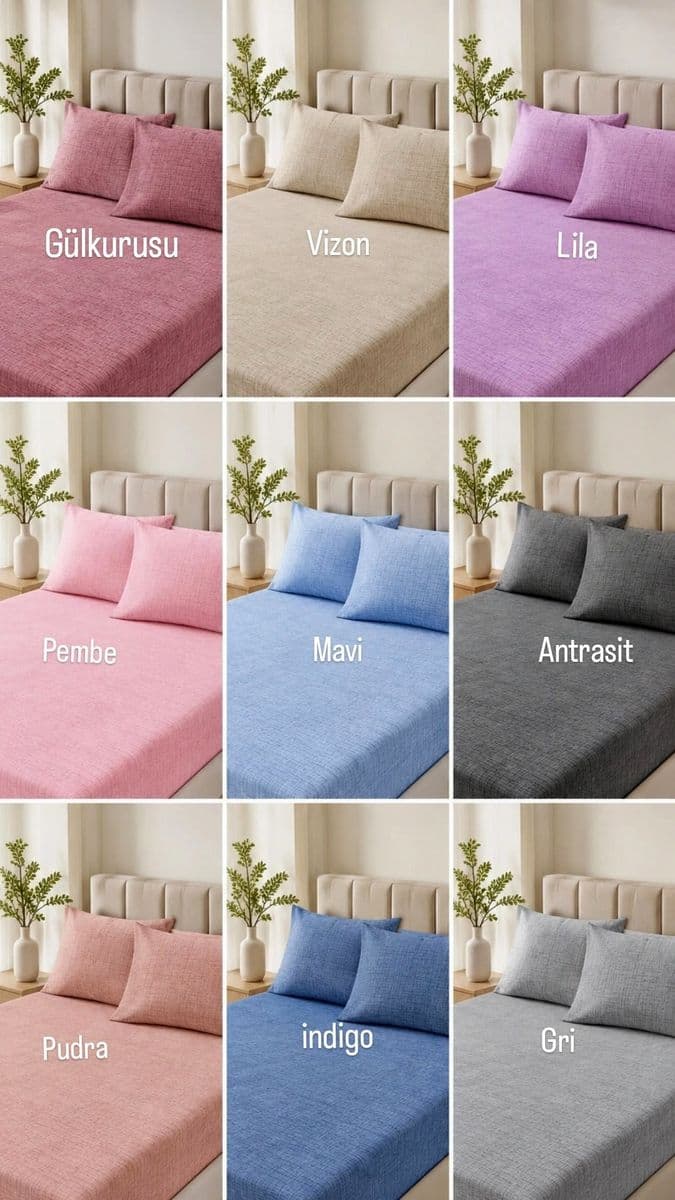 3 Adet Kampanyalı Çift Kişilik Lastikli Çarşaf ve Yastık Kılıfı Set 160x200cm